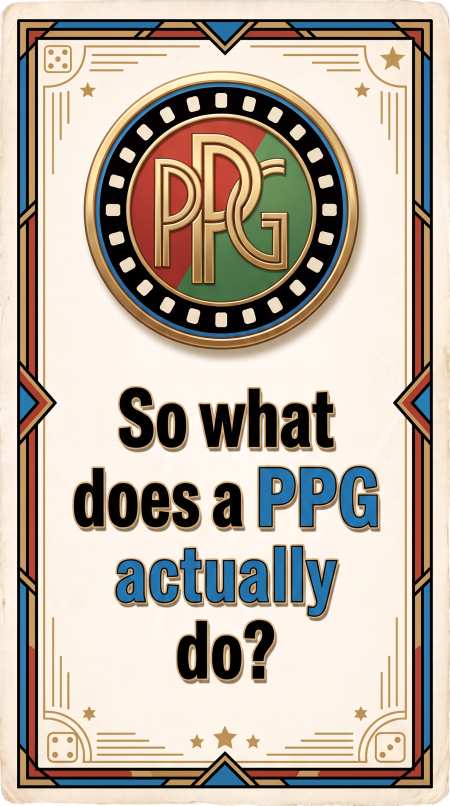 Quiz card with campaign PPG logo asking the question: So what does a PPG actually do?