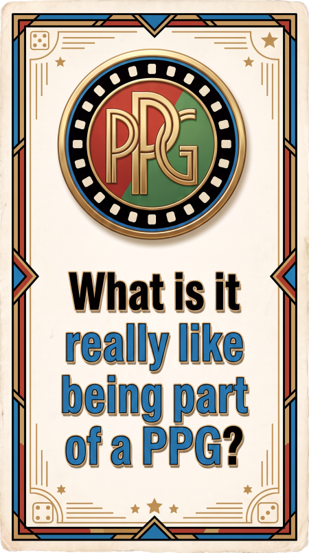 Quiz card with campaign PPG logo asking the question: What is it really like being part of a PPG?