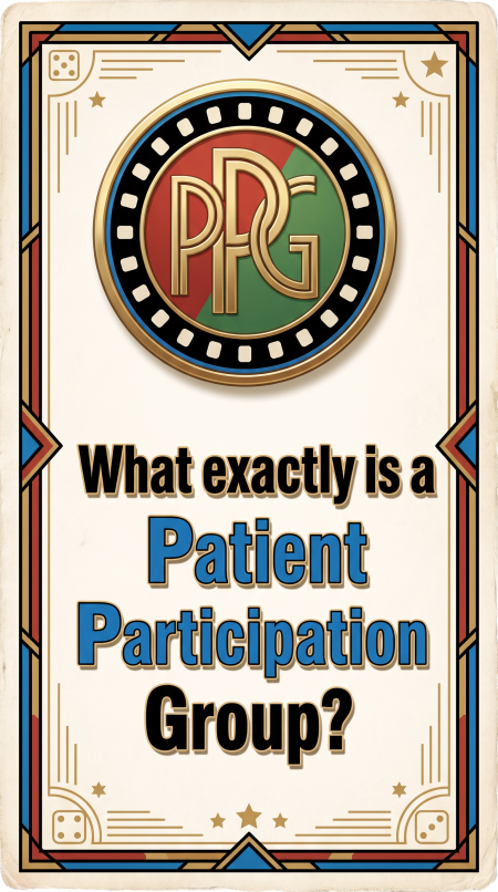 Quiz card with campaign PPG logo asking the question: What exactly is a Patient Participation Group?