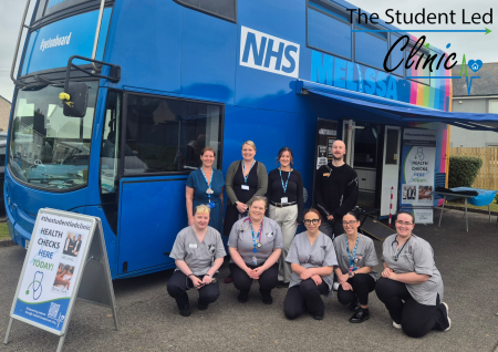 The Nurse Team in front of the NHS MELISSA bus when they were in location at the Oval Centre in West Cumbria
